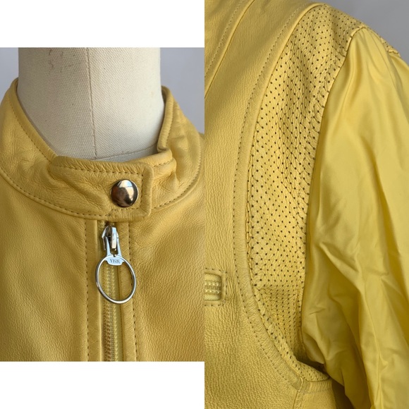 Wilson’s Maxima Mustard Yellow Leather Jacket Sz L - Picture 4 of 13